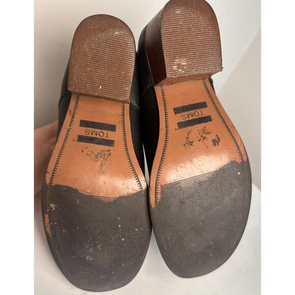 Toms Black Leather Leila Ankle Boots Booties Tassel Back Zip Western Women 6.5 - Picture 5 of 15